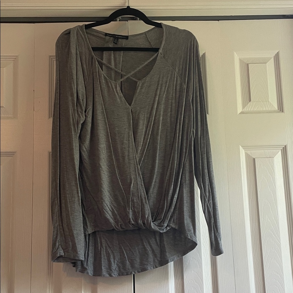 White House Black Market Gray Long Sleeve Top